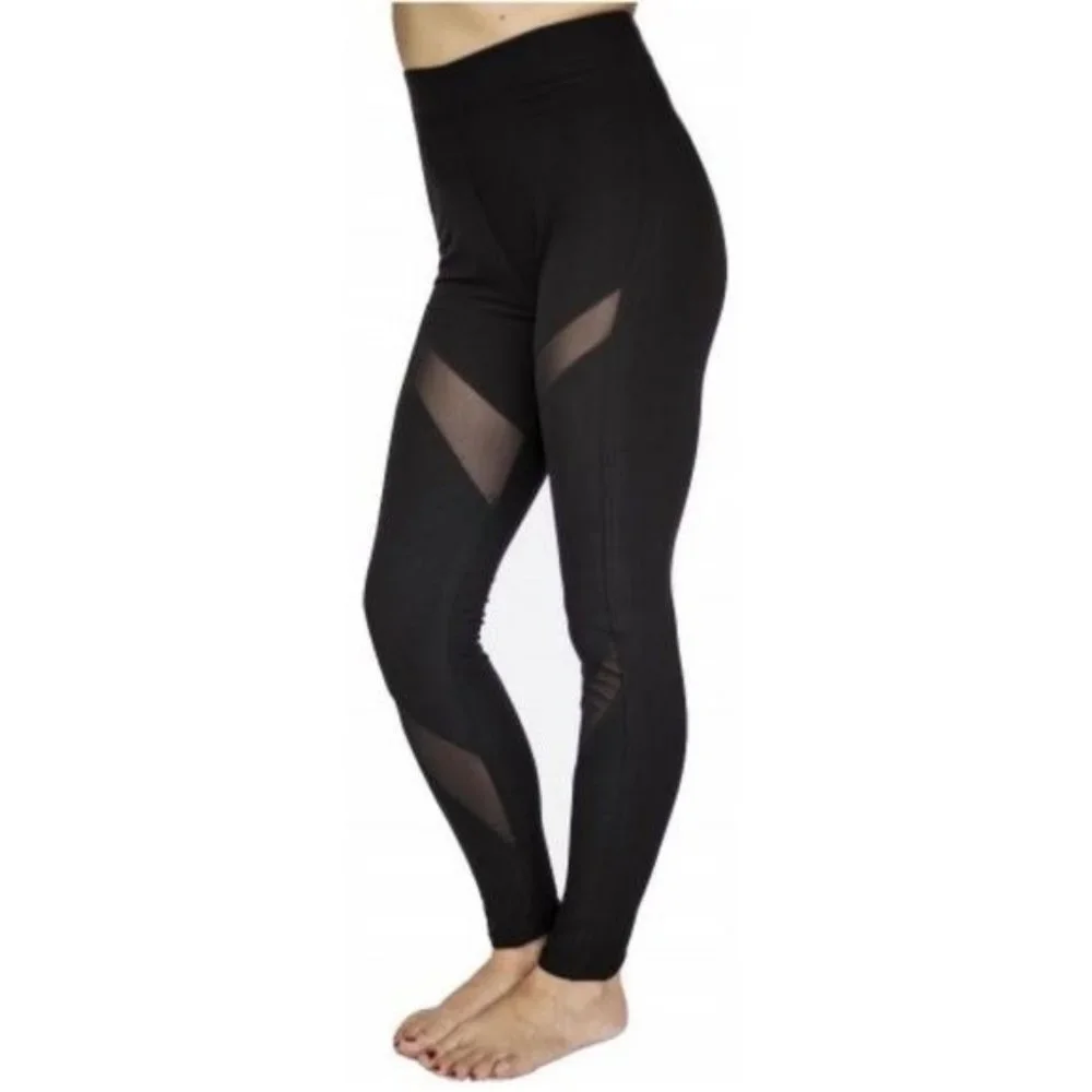 Black Mesh Soft Cozy Leggings -‎ S/M - Picture 2 of 4